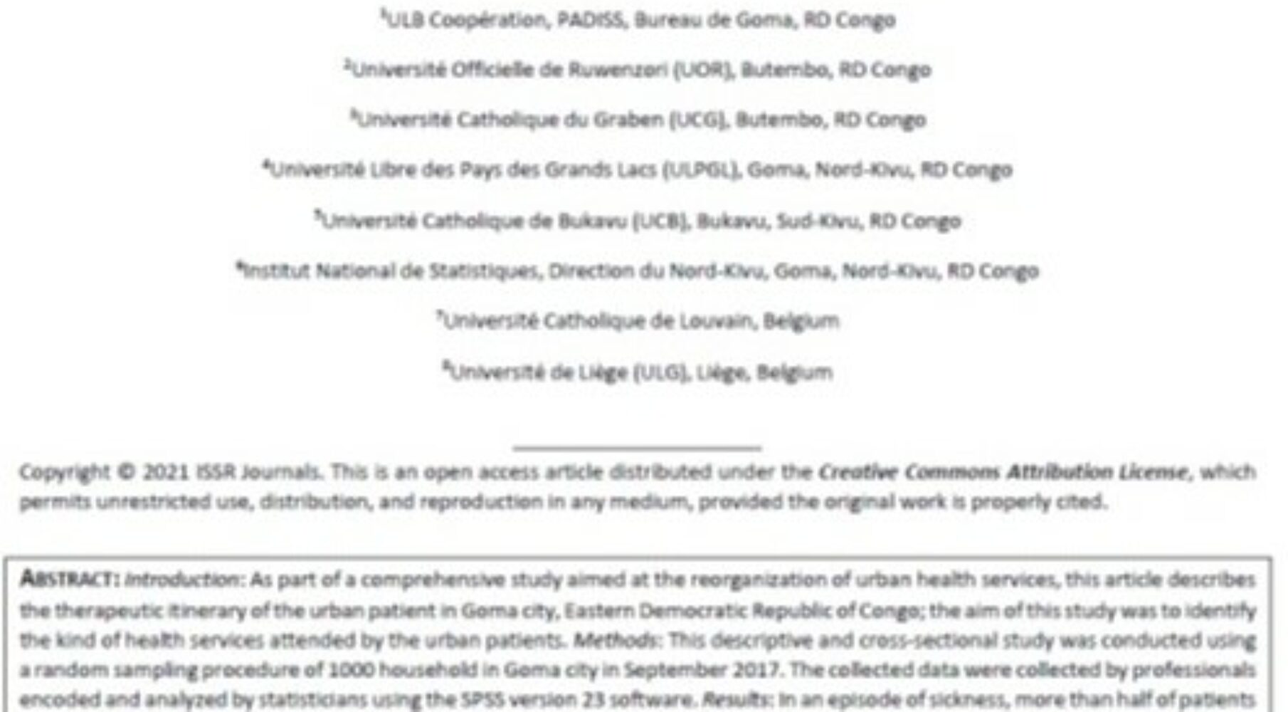 Itinéraire Thérapeutique Du Patient En Milieu Urbain