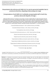 Séroprevalence Des Anticpors Sav Cov2|