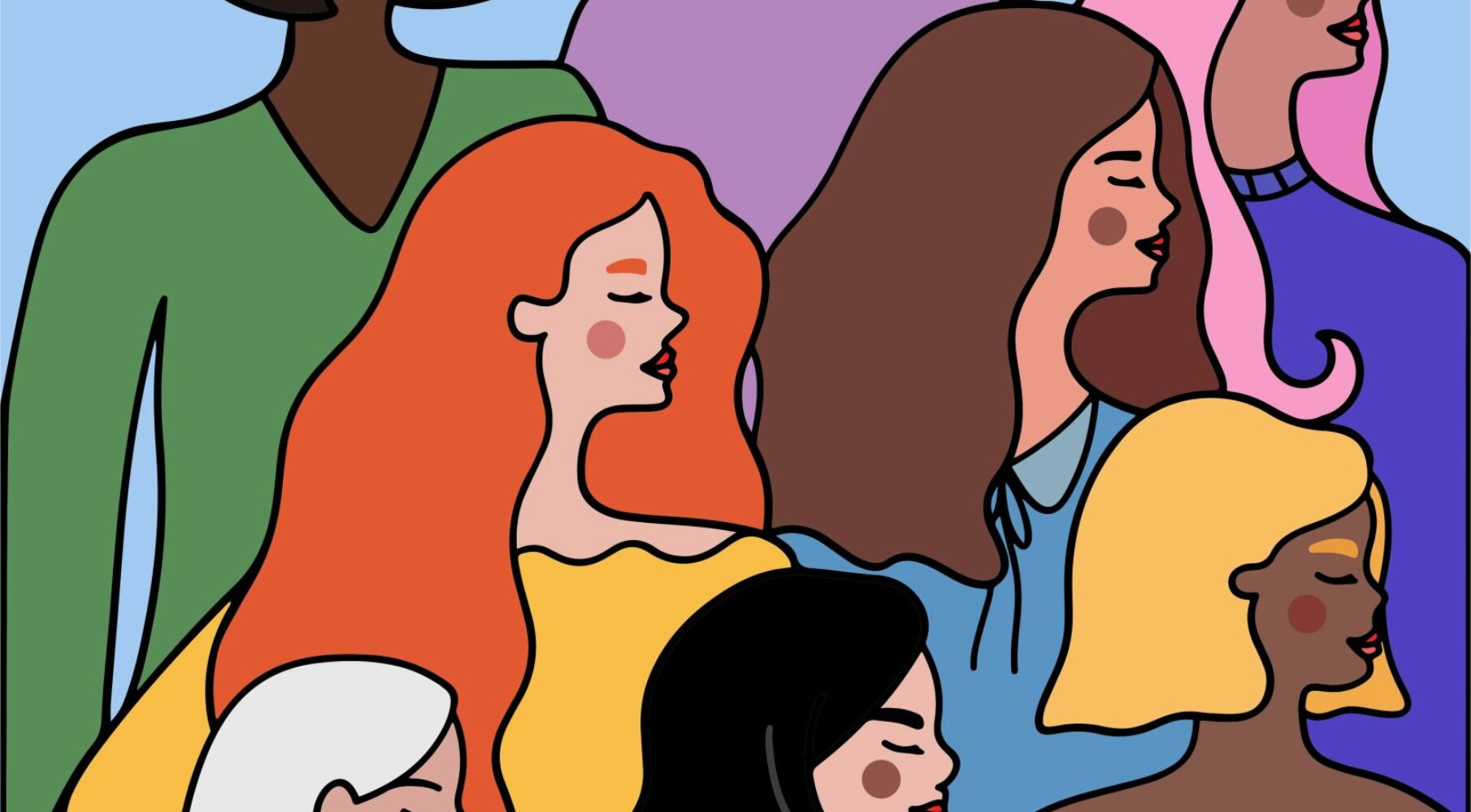 Illustration - un-groupe-de-femmes-debout-les-unes-a-cote-des-autres
