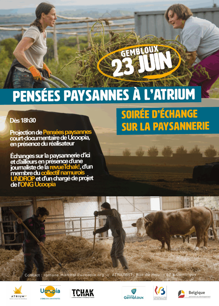 Affiche soirée paysannerie Atrium - film pensées paysannes